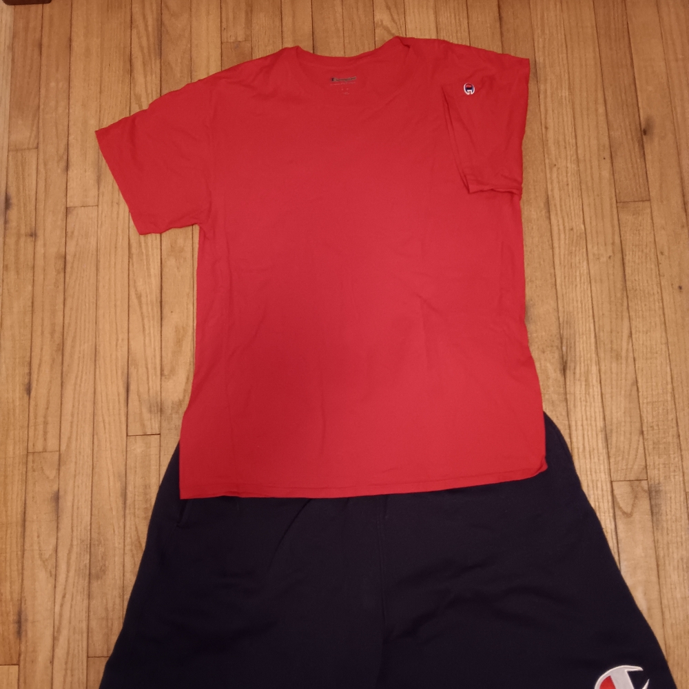 Champion Red Tee and Navy Shorts Combo